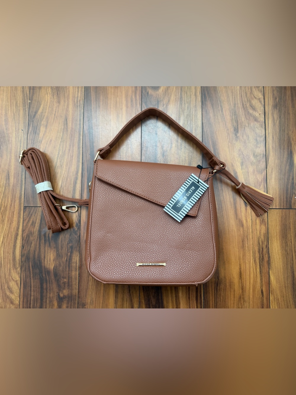 NWT Alexis Bendel Cognac with Gold hardware Pebbled Vegan Leather Crossbody